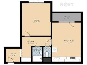 Pronájem bytu 2+kk, České Budějovice, V. Volfa, 43 m2