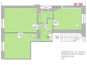 Pronájem bytu 3+kk, Praha - Vinohrady, Legerova, 64 m2