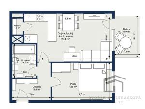 Pronájem bytu 2+kk, Praha - Hostivař, Fojtova, 50 m2
