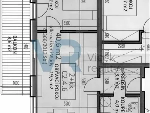 Pronájem bytu 2+kk, České Budějovice, Na Zlaté stoce, 48 m2