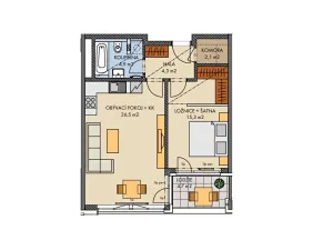 Pronájem bytu 2+kk, Praha - Holešovice, U Pergamenky, 56 m2