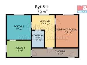 Prodej bytu 3+1, Červená Voda, 60 m2