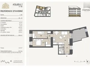 Pronájem bytu 3+kk, Brno, Stavební, 57 m2