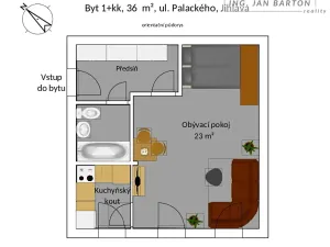 Pronájem bytu 1+kk, Jihlava, Palackého, 35 m2