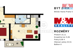 Prodej bytu 2+kk, Praha - Hlubočepy, Miloše Havla, 52 m2