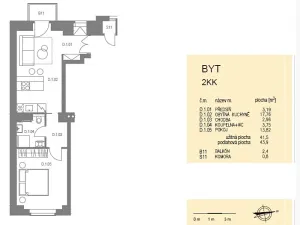 Pronájem bytu 2+kk, Praha - Žižkov, Chlumova, 42 m2