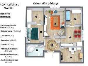 Pronájem bytu 3+1, Leština u Světlé, 73 m2