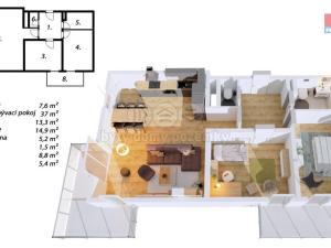 Pronájem bytu 3+kk, Praha, Škrábkových, 84 m2