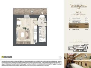 Prodej bytu 1+kk, Praha - Nové Město, Vyšehradská, 28 m2