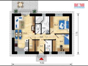 Prodej rodinného domu, Krušovice, 65 m2