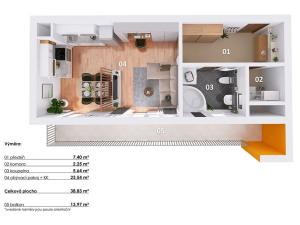 Prodej bytu 1+kk, Praha - Stodůlky, Na Výrovně, 39 m2