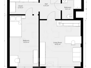 Pronájem bytu 2+kk, Praha - Radotín, náměstí Osvoboditelů, 48 m2