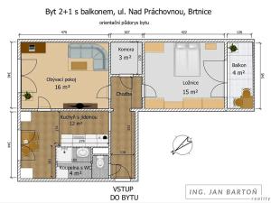 Prodej bytu 2+1, Brtnice, Nad Práchovnou, 57 m2