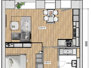 Pronájem bytu 2+kk, Šternberk, Uničovská, 47 m2