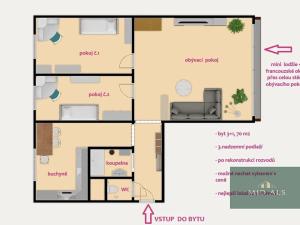 Prodej bytu 3+1, Plzeň, Manětínská, 70 m2