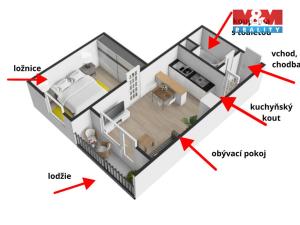 Pronájem bytu 2+kk, Světlá nad Sázavou, Na Sídlišti, 35 m2