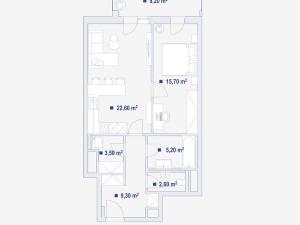 Pronájem bytu 2+kk, Brno - Komárov, Komárovská, 61 m2