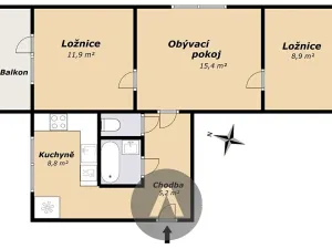 Pronájem bytu 3+1, Brno, Bieblova, 54 m2