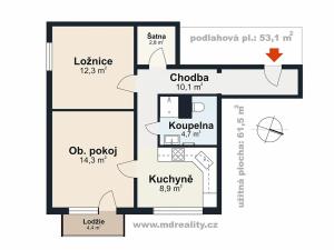 Prodej bytu 2+1, Třebíč, Kubišova, 61 m2