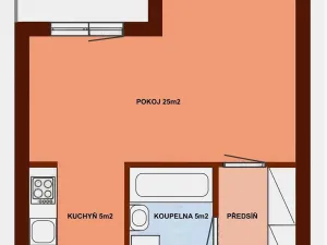 Pronájem bytu 1+kk, Brno, Dusíkova, 40 m2