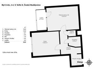 Prodej bytu 2+kk, České Budějovice, V. Volfa, 46 m2