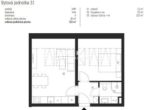 Pronájem bytu 2+kk, Únětice, Rýznerova, 37 m2