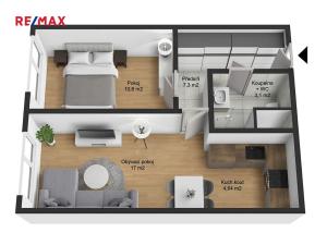 Pronájem bytu 2+kk, Praha - Horní Počernice, Ruprechtická, 45 m2