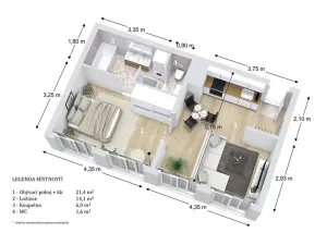 Pronájem bytu 2+kk, Letovice, Komenského, 46 m2