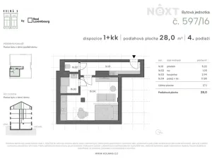 Prodej bytu 1+kk, Praha - Vysočany, Kolmá, 27 m2