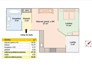 Pronájem bytu 2+kk, Praha - Stodůlky, Jeremiášova, 47 m2