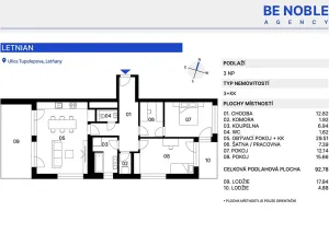 Prodej bytu 3+kk, Praha - Letňany, Tupolevova, 93 m2