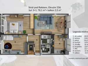 Pronájem bytu 3+1, Stráž pod Ralskem, Okružní, 78 m2