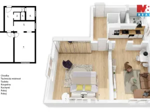Prodej bytu 2+1, Kralupy nad Vltavou - Lobeček, 52 m2