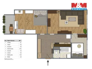Prodej bytu 2+1, Kadaň, Na Podlesí, 68 m2