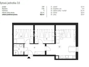 Pronájem bytu 3+kk, Únětice, Rýznerova, 58 m2