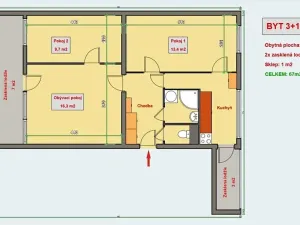 Prodej bytu 3+1, Hradec Králové, Třebechovická, 56 m2