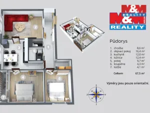 Prodej bytu 3+1, Ústí nad Labem - Mojžíř, Peškova, 66 m2