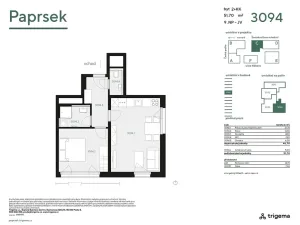 Pronájem bytu 2+kk, Praha - Stodůlky, Hábova, 52 m2