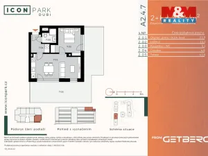 Pronájem bytu 2+kk, Kladno - Dubí, Ke křížku, 45 m2