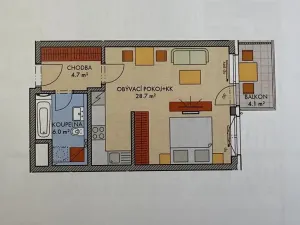 Pronájem bytu 2+kk, Praha - Dolní Měcholupy, Diblíkova, 42 m2