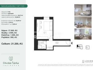 Pronájem bytu 1+kk, Praha - Liboc, Jenečská, 27 m2