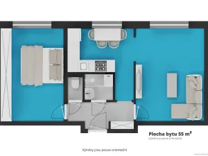 Pronájem bytu 2+kk, Praha - Záběhlice, Malovická, 55 m2