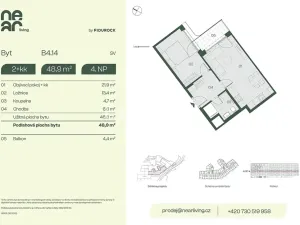 Prodej bytu 2+kk, Praha - Libeň, Na kopečku, 47 m2