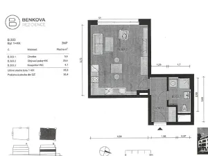 Prodej bytu 1+kk, Praha - Chodov, Benkova, 37 m2