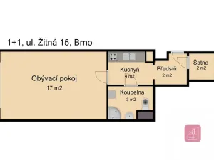Prodej bytu 1+kk, Brno, Žitná, 29 m2