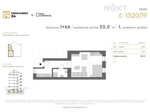 Prodej bytu 1+kk, Praha - Vinohrady, Velehradská, 33 m2