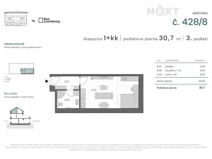 Prodej bytu 1+kk, Praha - Zbraslav, Elišky Přemyslovny, 30 m2