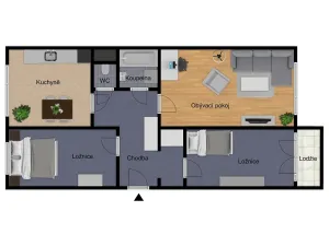 Pronájem bytu 3+1, Praha - Modřany, Vokrojova, 73 m2