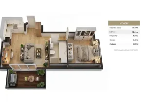 Pronájem bytu 2+kk, Praha - Libeň, Davídkova, 38 m2