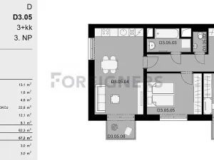 Pronájem bytu 3+kk, Hostivice, Cihlářská, 62 m2